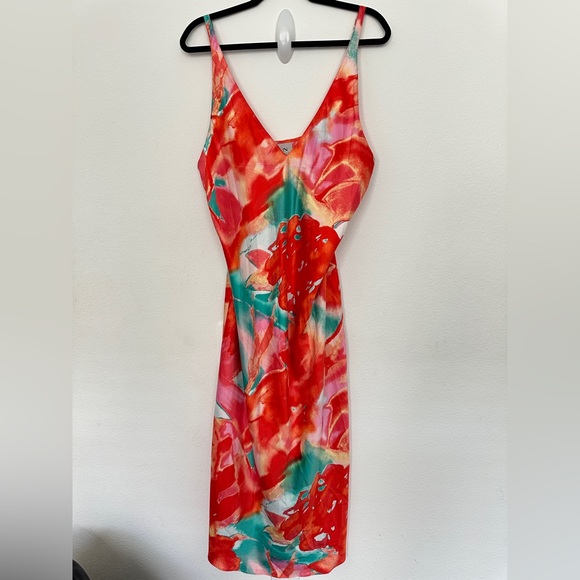 NATORI Garbo V-Neck floral‎ Slip Dress Large - Picture 1 of 9